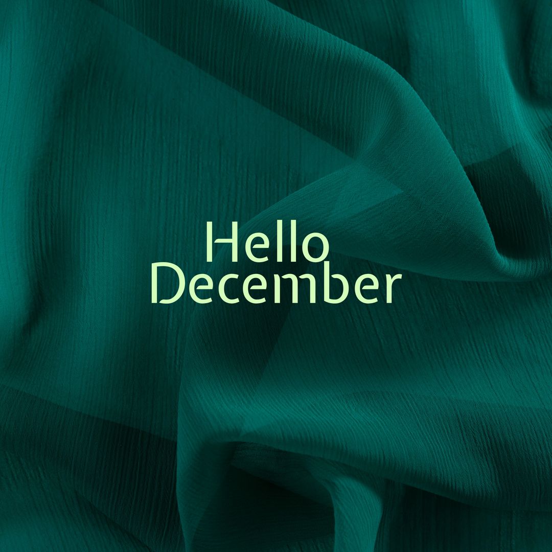 Hello December Text on Green Fabric Background - Download Free Stock Templates Pikwizard.com