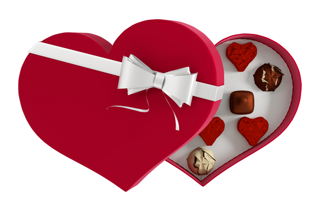 Open Heart Shaped Box of Chocolate Candy with Lid to the Side, Transparent Background - Download Free Stock Images Pikwizard.com