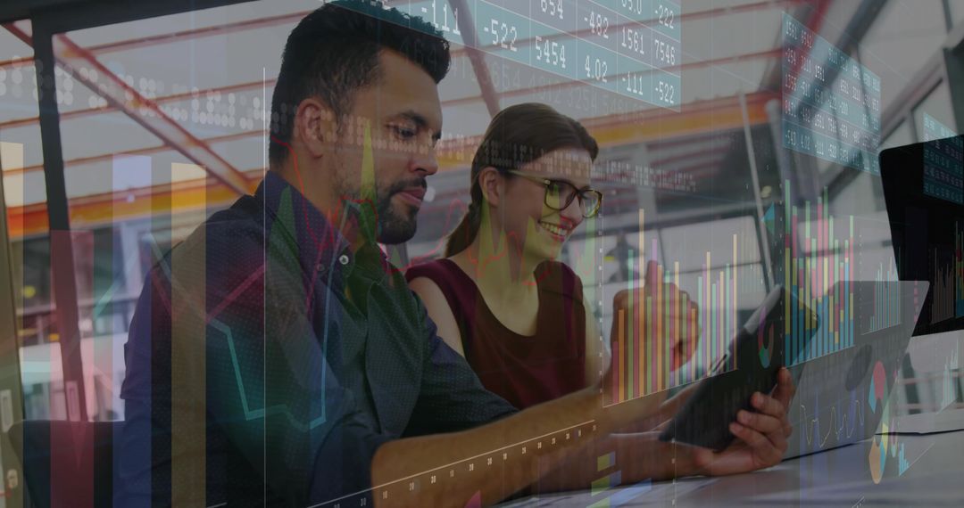 Business Professionals Analyzing Digital Data in Office Collaboration