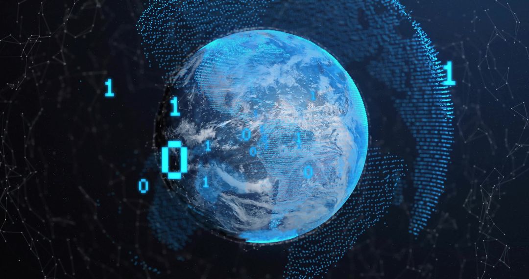 Digital Earth Globe Floating in Futuristic Virtual Space