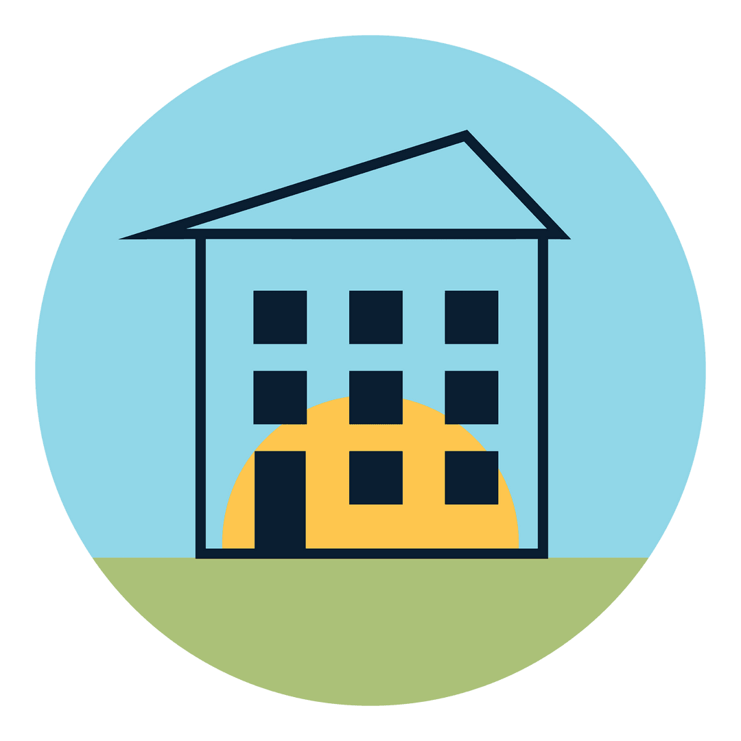 Transparent Vector Illustration of House with Sun and Grass