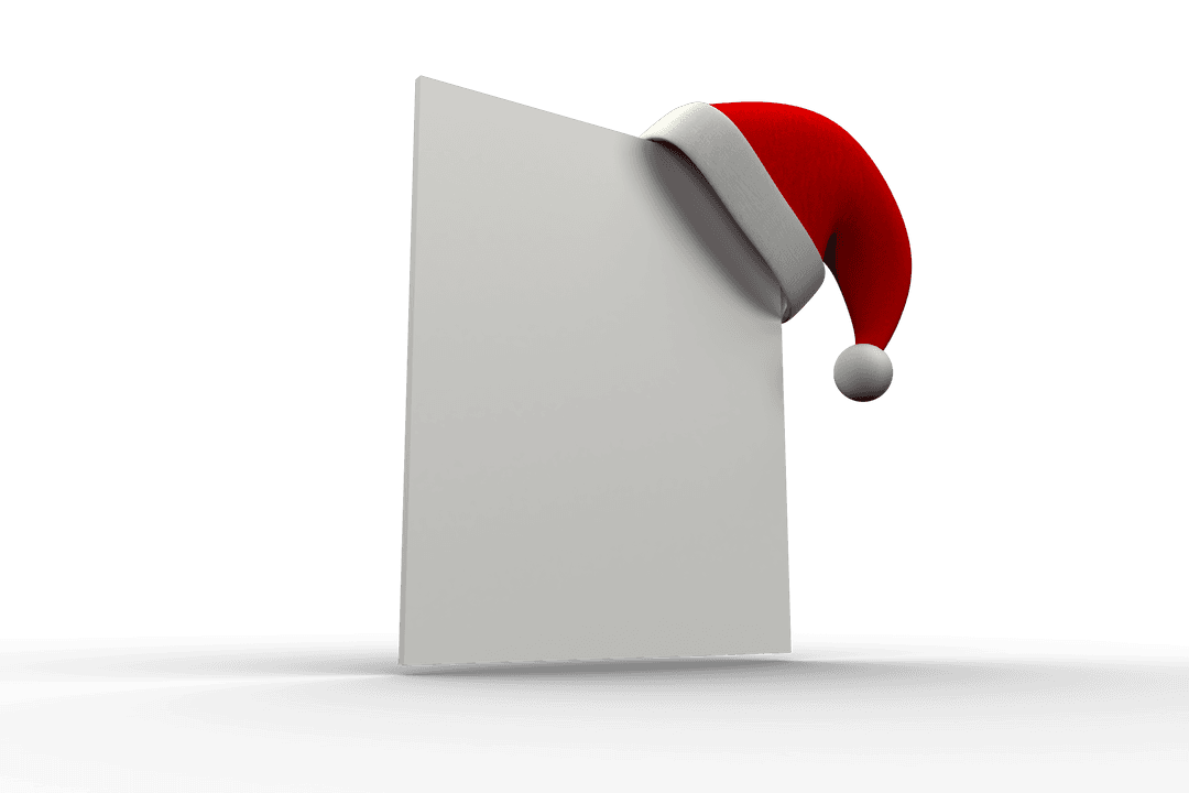Festive Christmas Card with Santa Hat on Transparent Background