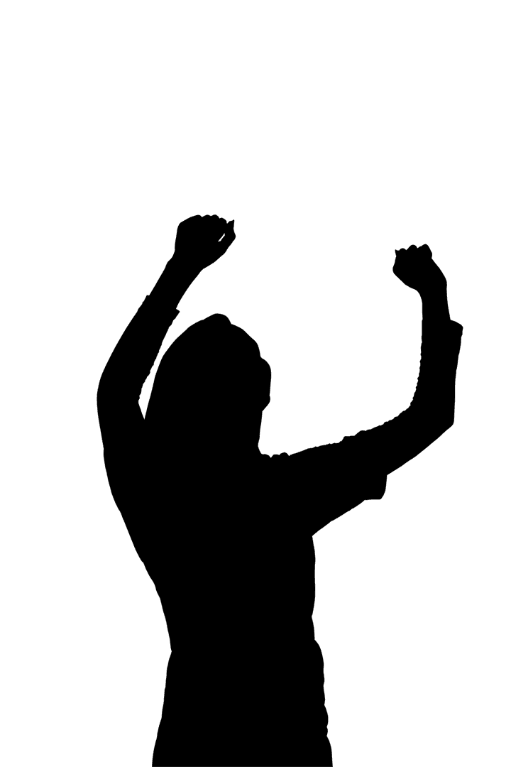 Joyful Woman Silhouette Celebrating with Open Arms Transparent Background