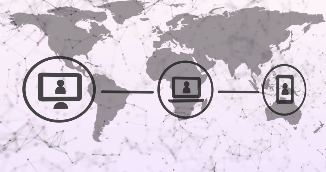Global Data Network Connections on World Map