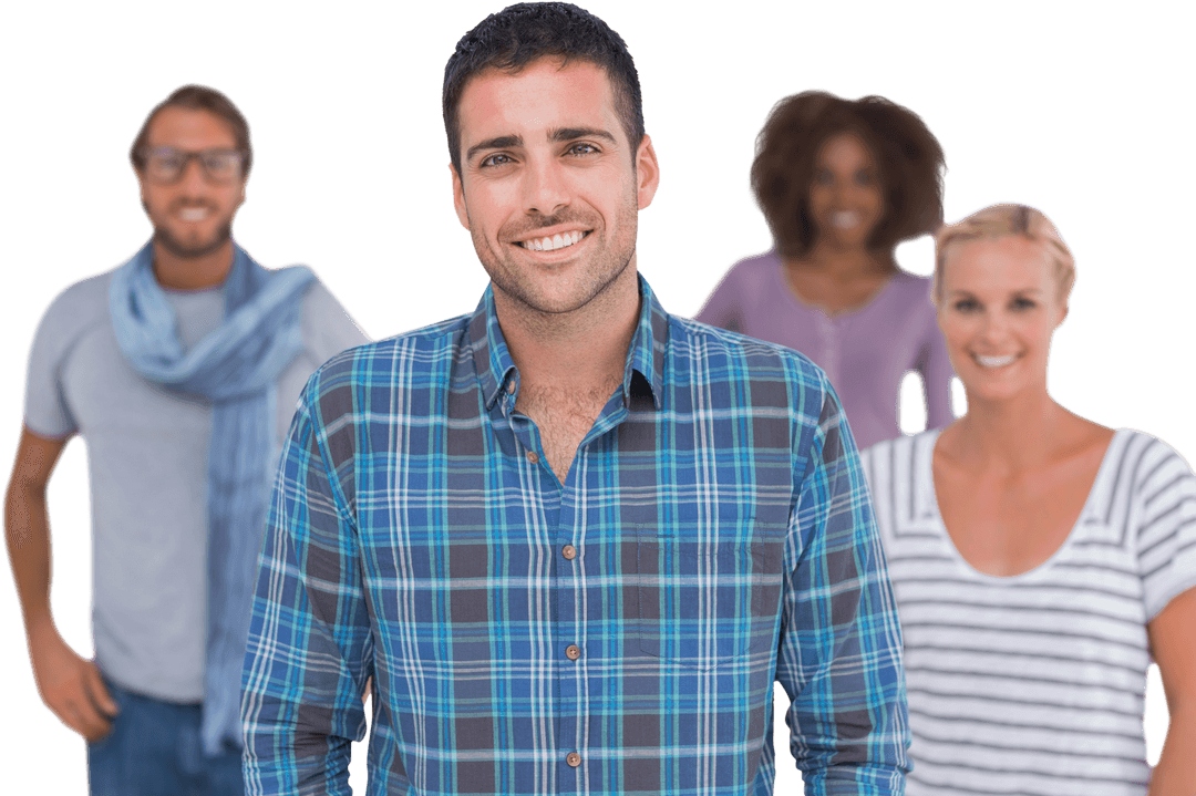 Diverse Group Smiling in Transparent Background