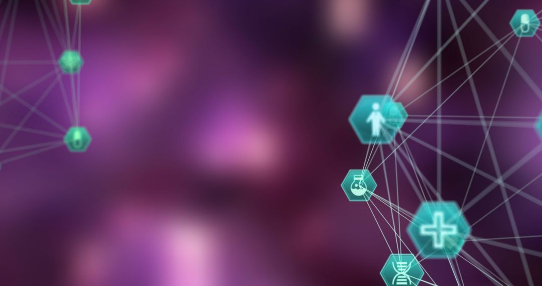 Medical Network Abstract Background with Hexagonal Icons