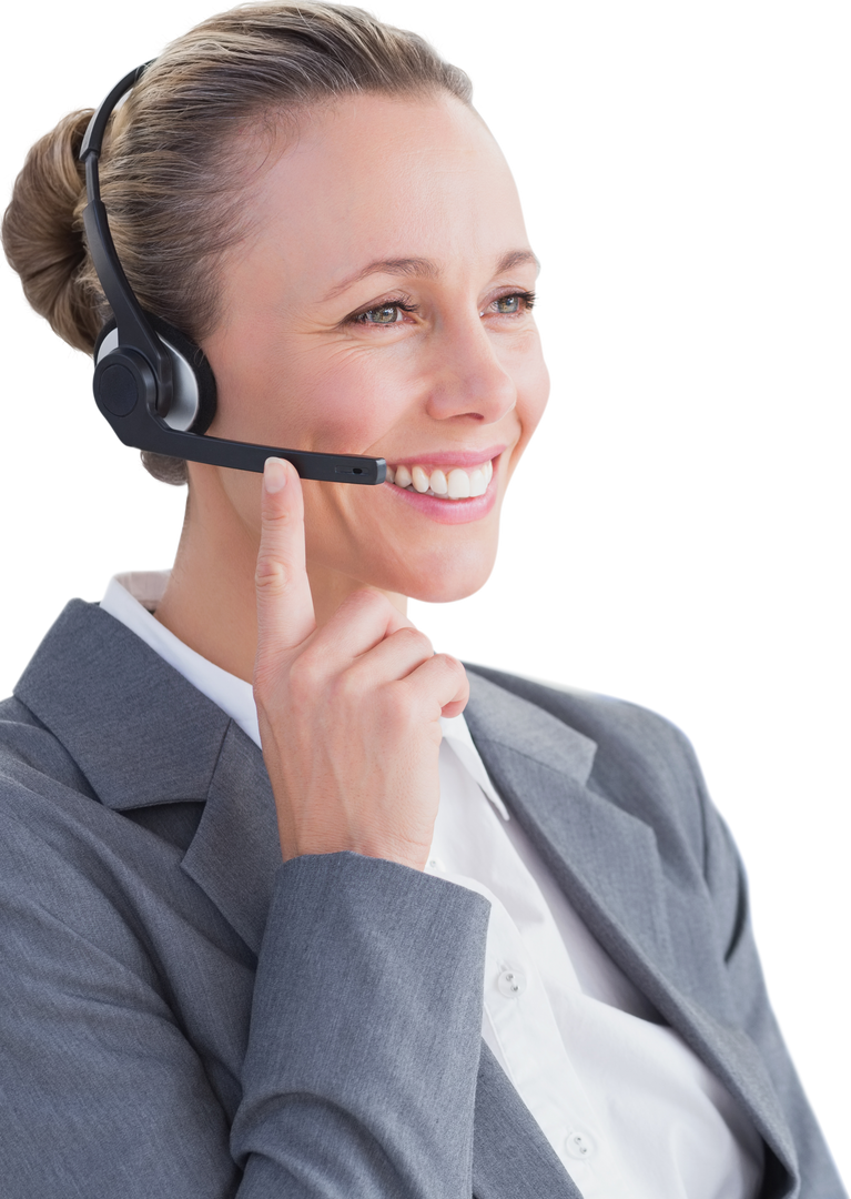 Transparent Smiling Businesswoman Wearing Headset - Download Free Stock Images Pikwizard.com