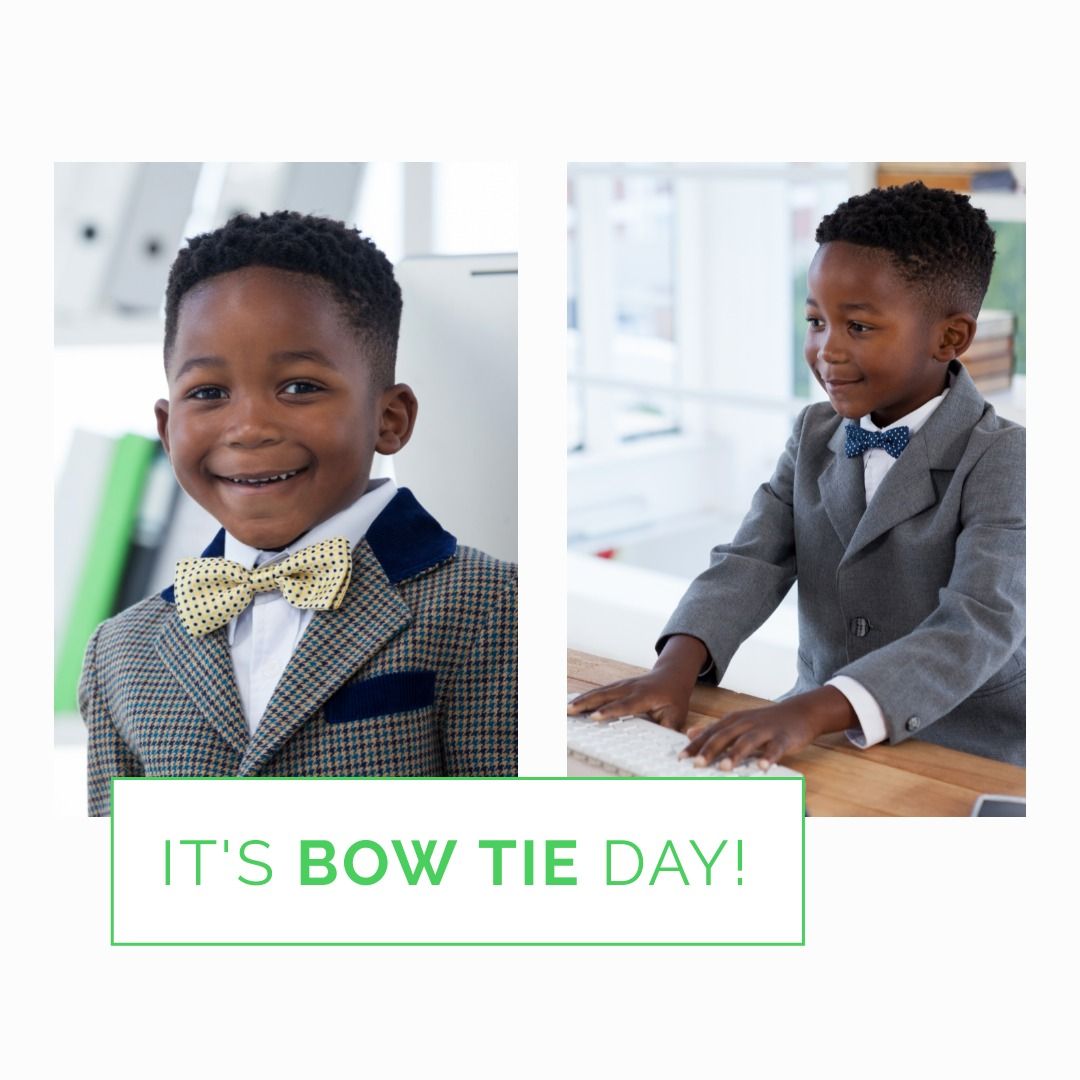 Collage of african american smiling cute boy wearing suit and bowtie and it's bow tie day text - Download Free Stock Templates Pikwizard.com