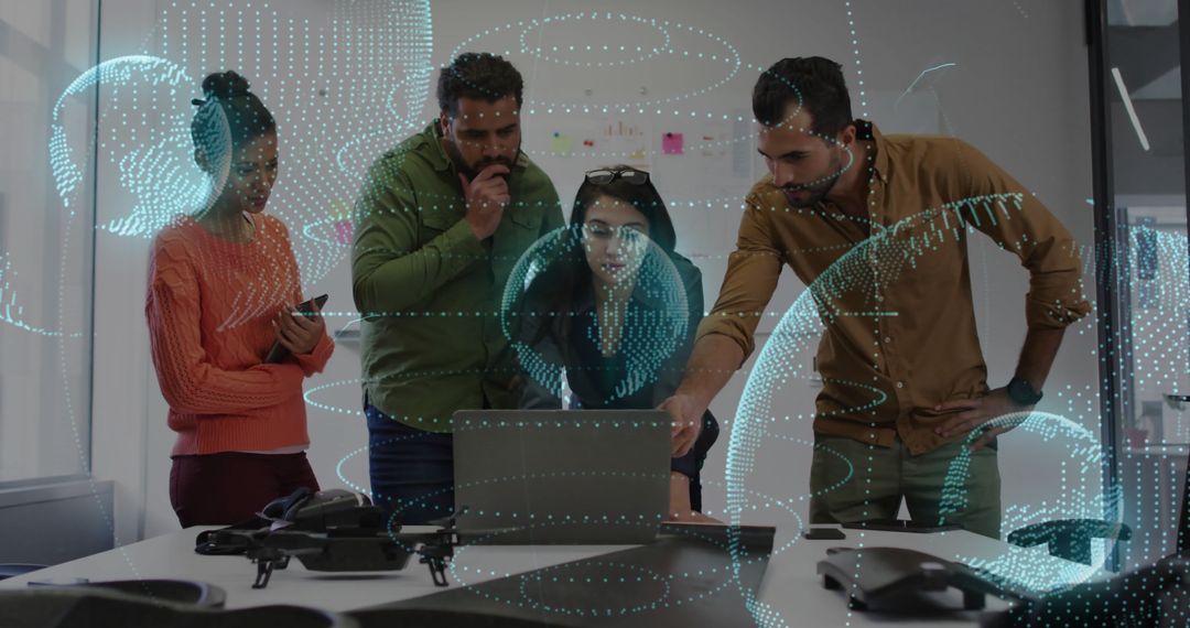 Innovative Team Analyzing Digital Visualization in Modern Meeting Room