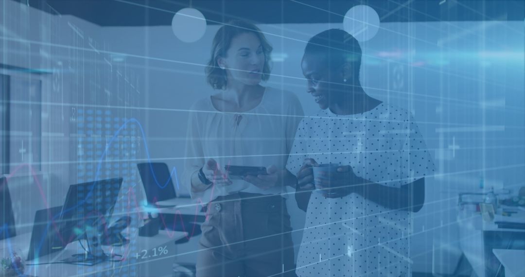 Diverse Business Team Collaborating on Financial Data in Modern Office