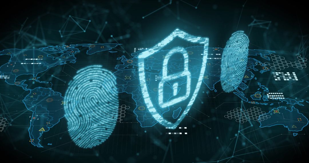 Cybersecurity Interface with Biometrics and Global Connectivity Concept