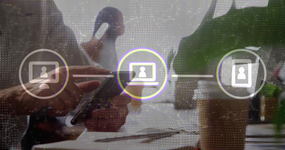 Business Professionals Networking Over Coffee with Digital Connectivity