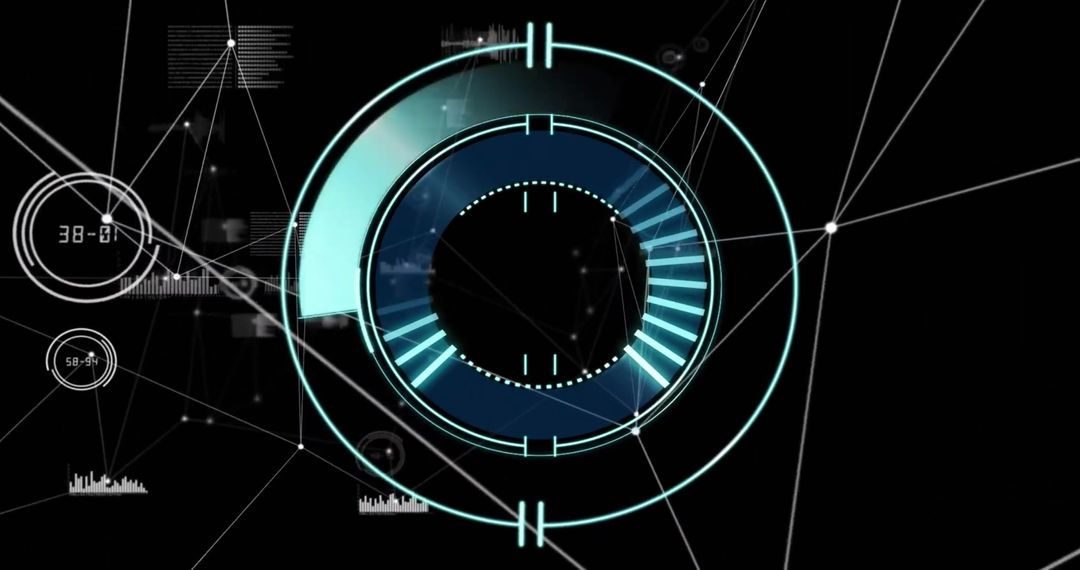 Futuristic Data Network Interface with Circular HUD Design
