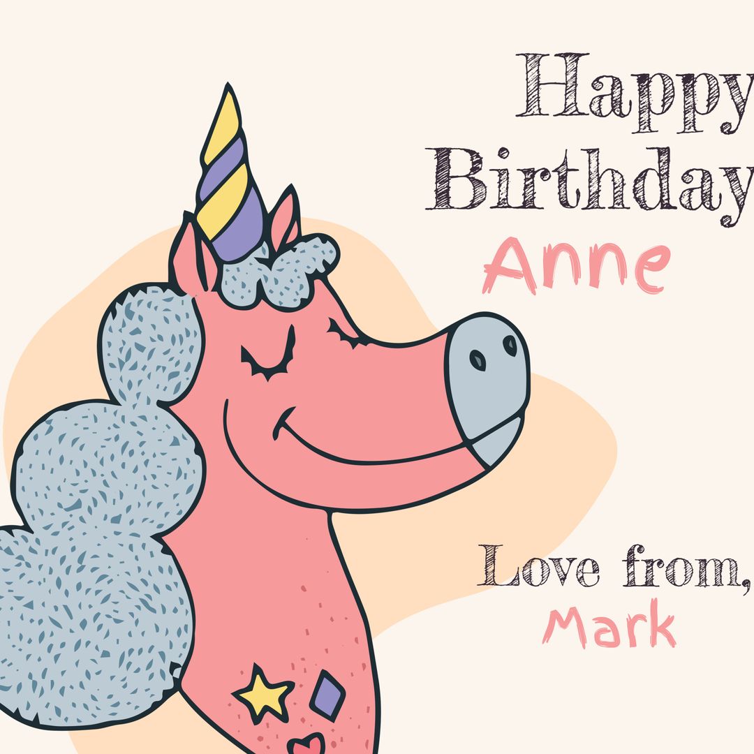 Whimsical Unicorn Birthday Greeting Design - Download Free Stock Templates Pikwizard.com