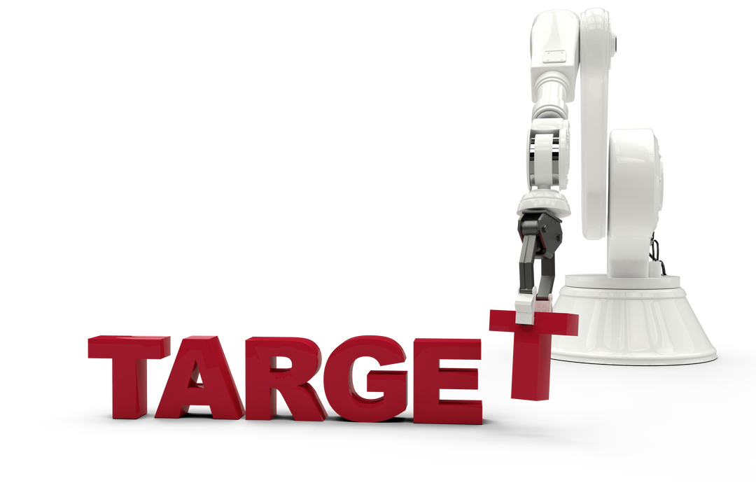 Robotic Arm Precisely Aligning Red Target Text on Transparent Background - Download Free Stock Images Pikwizard.com