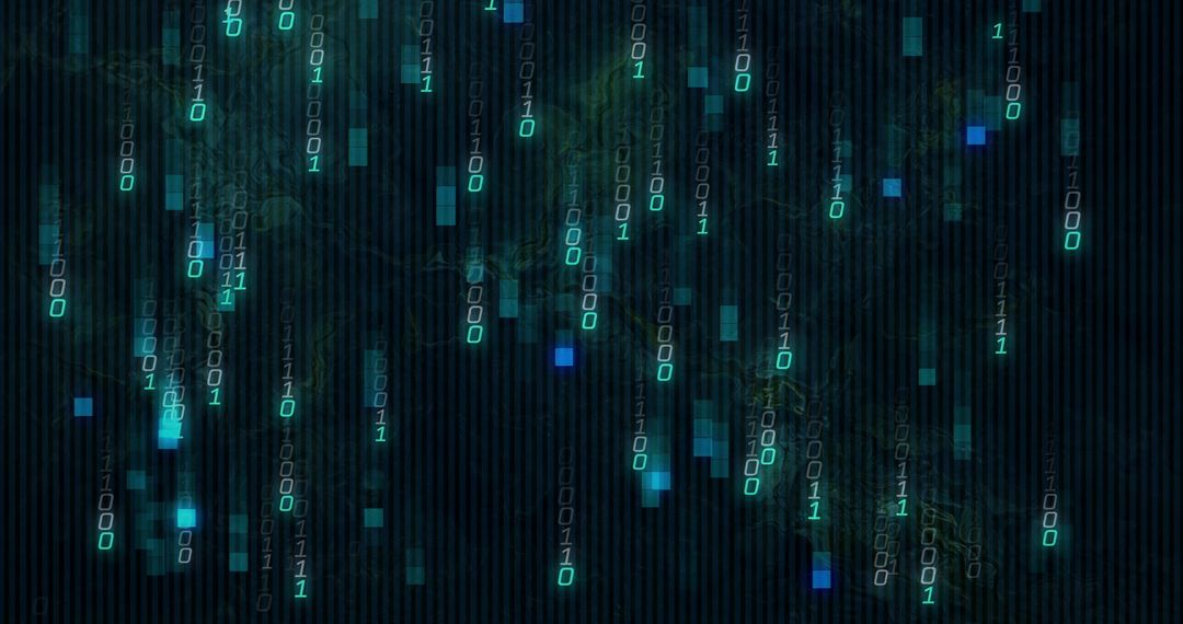 Futuristic Digital Matrix with Streaming Binary Code and Grid