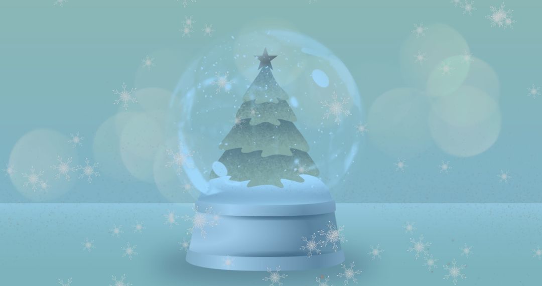 Magical Snow Globe Featuring Christmas Tree and Falling Snow - Free Images, Stock Photos and Pictures on Pikwizard.com