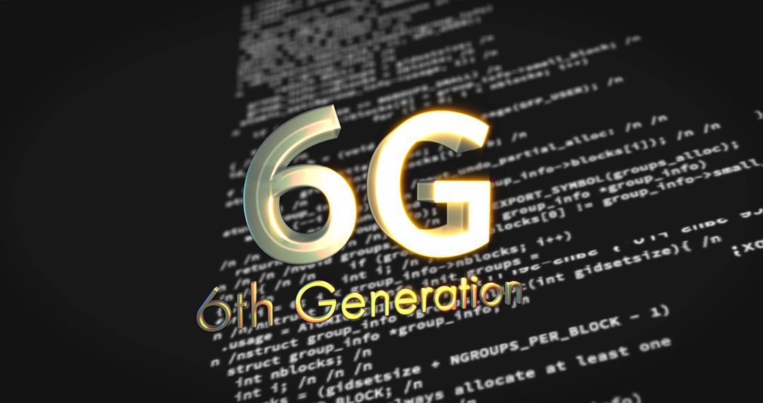 6G Technology Concept with Data Code Background
