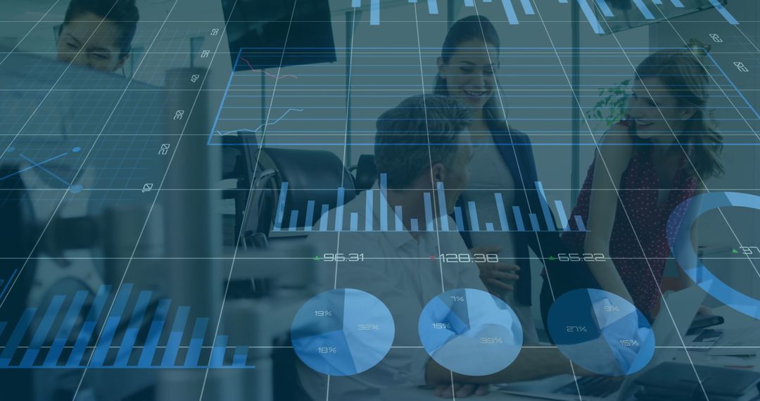 Financial Data Overlay on Team Collaboration in Modern Office