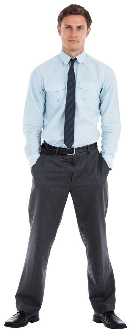 Serious Businessman Standing with Transparent Background