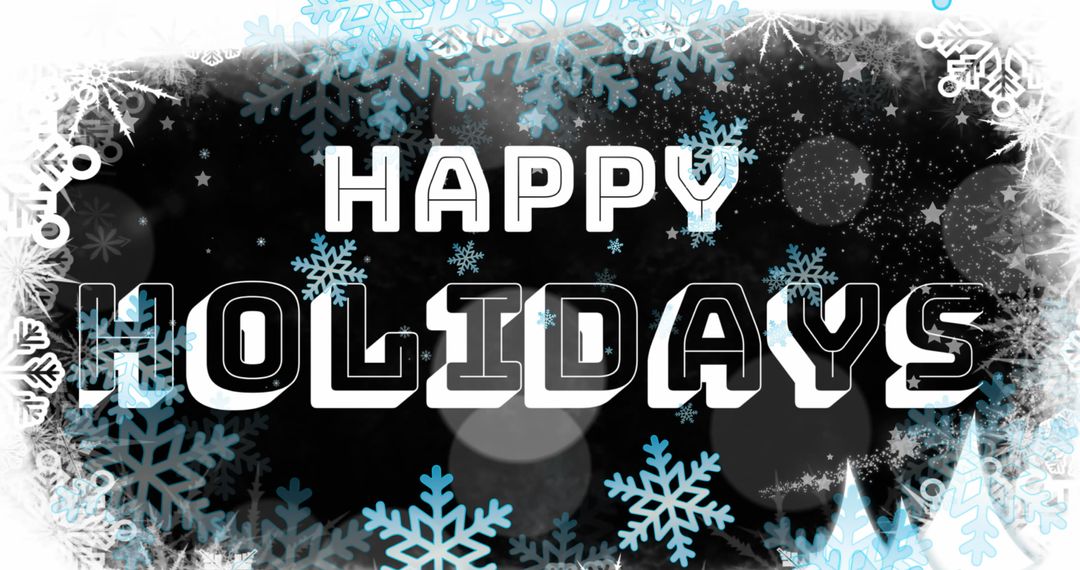 Festive Christmas Snowflakes Happy Holidays Text on Starry Background