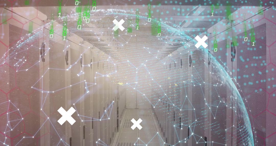 Futuristic Data Center with Cloud Network Visualization