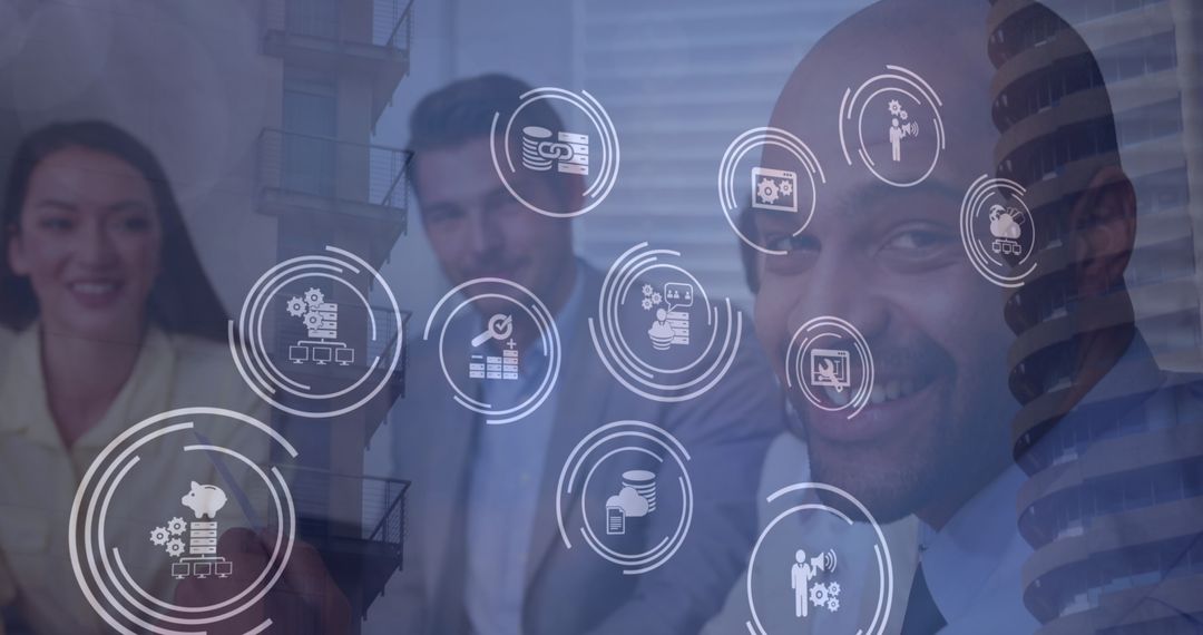 Diverse Business Team Engaging with Futuristic Technology Interface