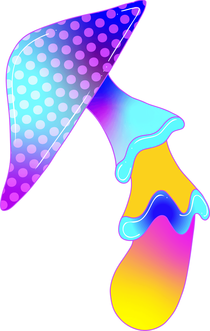 Vibrant Abstract Mushroom Dripping Color Transparent Fantasy