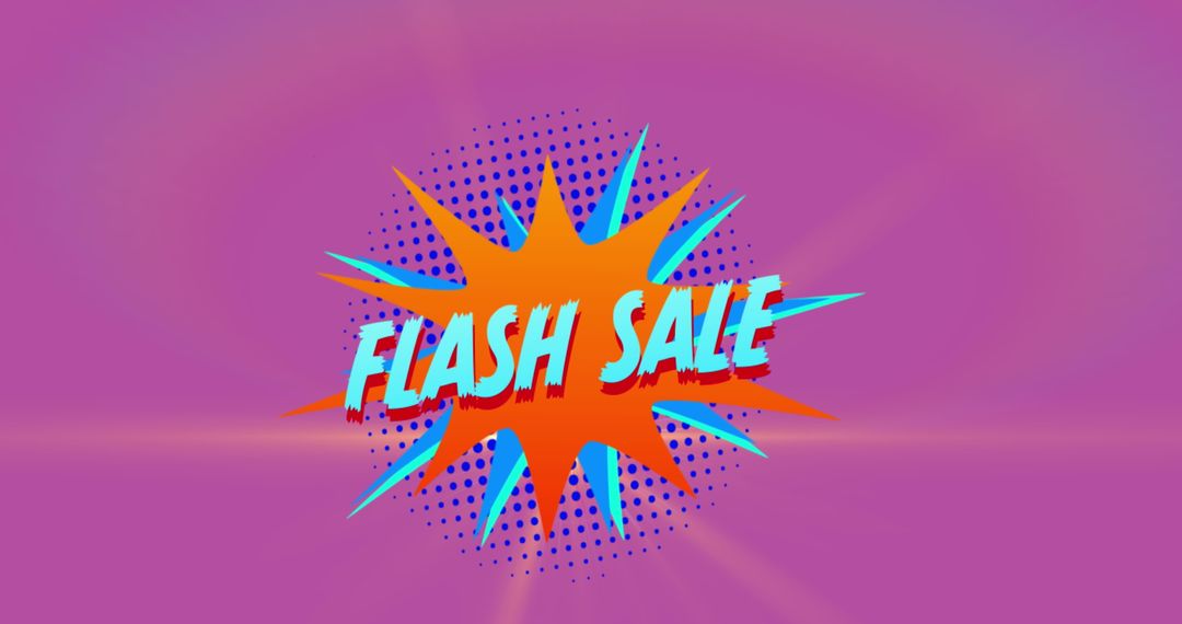 Flash Sale Text with Retro Starburst on Pink Background