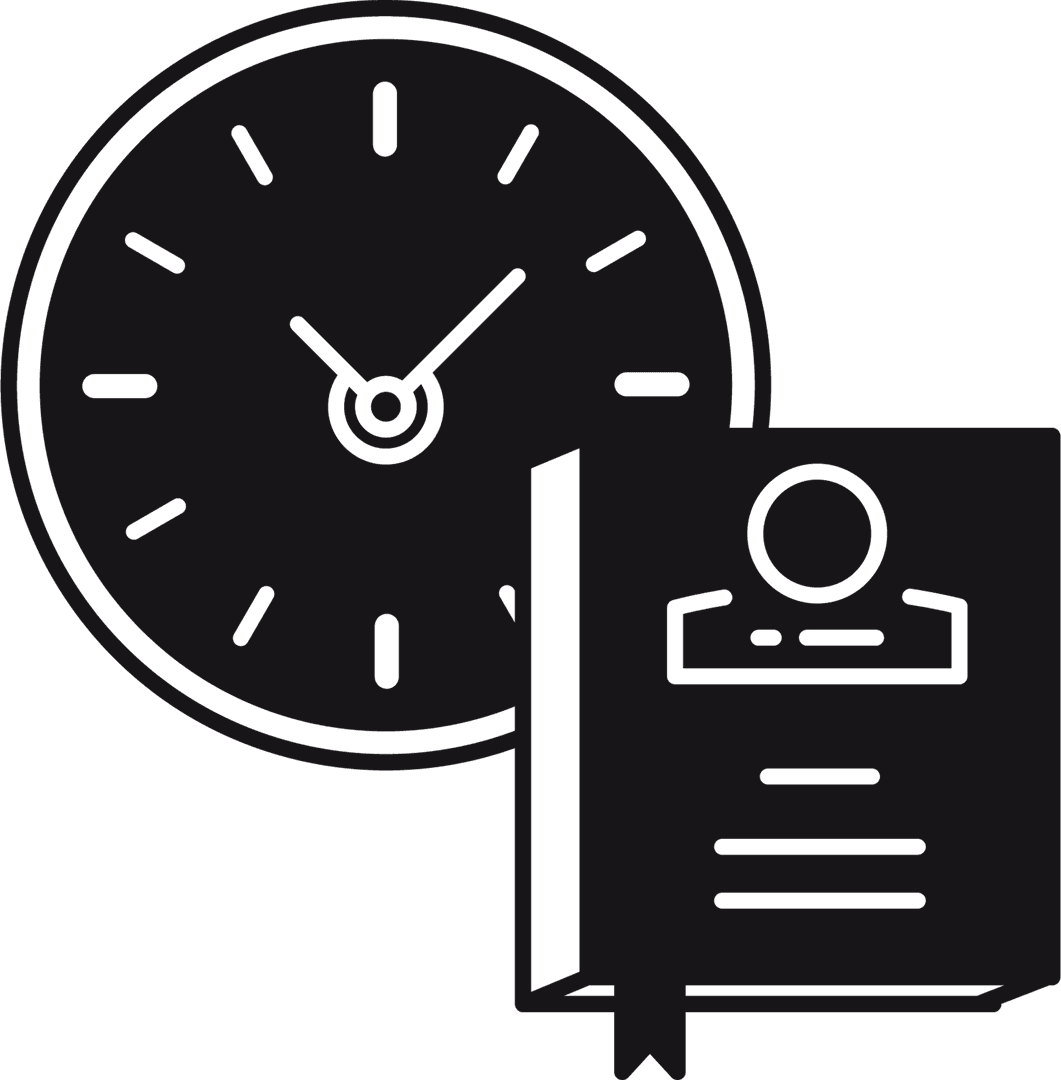 Reading Knowledge Concept with Clock on Transparent Background