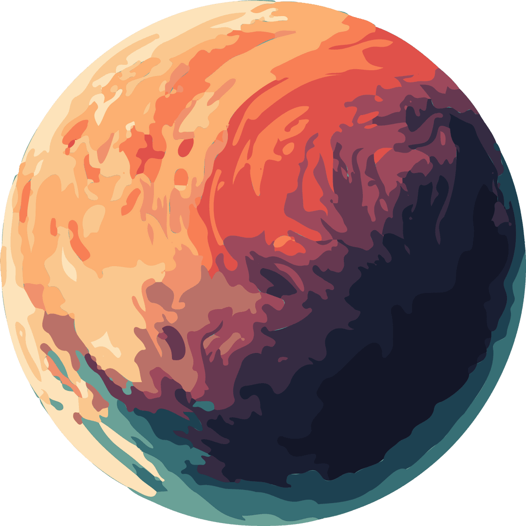 Cosmic Sphere with Warm-to-Cool Swirls on Transparent Background