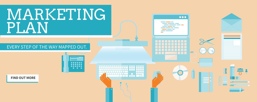 Flat Design Marketing Plan Template for Business Growth