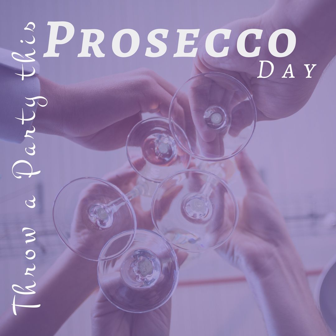 Group Toast with Prosecco Celebrating Festive Occasion