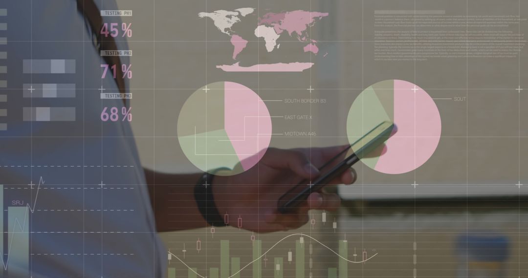 Person Analyzing Data on Mobile Phone with Graphs Overlay - Free Images, Stock Photos and Pictures on Pikwizard.com