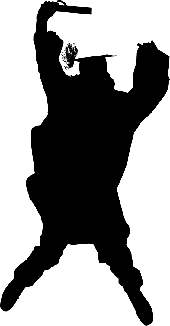 Silhouette of Student on Transparent Background with Books and Graduation Cap