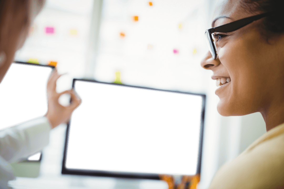 Transparent Colleagues Collaborating in Office Setting