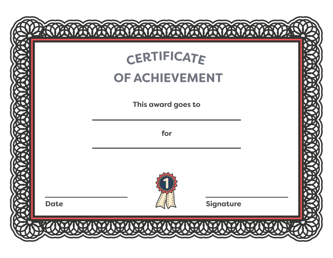 Certificate of Achievement on Transparent Background with Copy Space - Download Free Stock Images Pikwizard.com