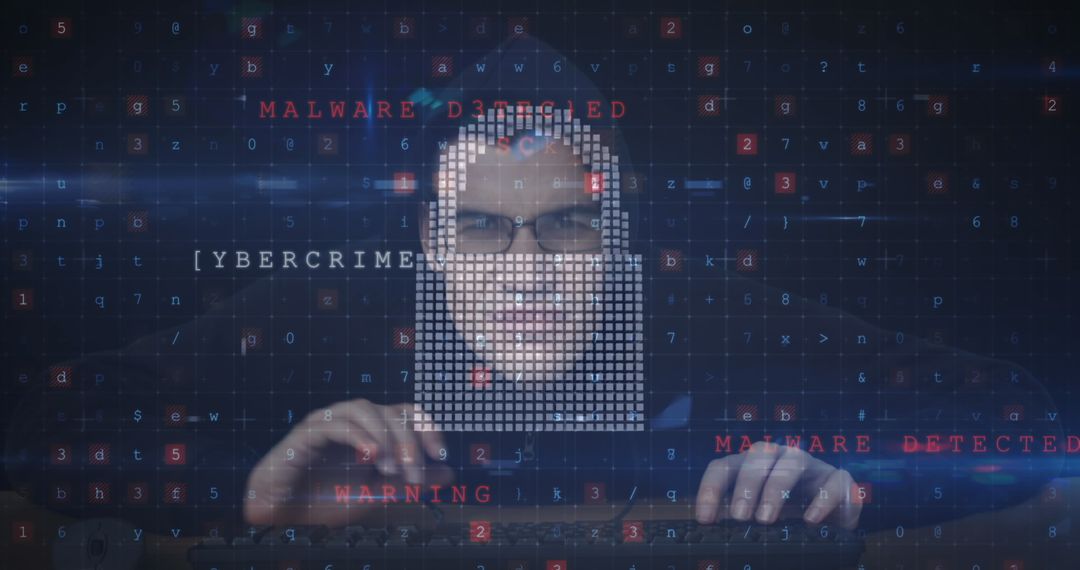 anonymous hacker typing computer warns against cyber crime - Free Images, Stock Photos and Pictures on Pikwizard.com