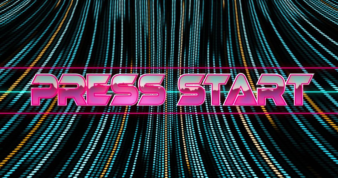 Retro Futuristic Press Start Screen with Digital Dots