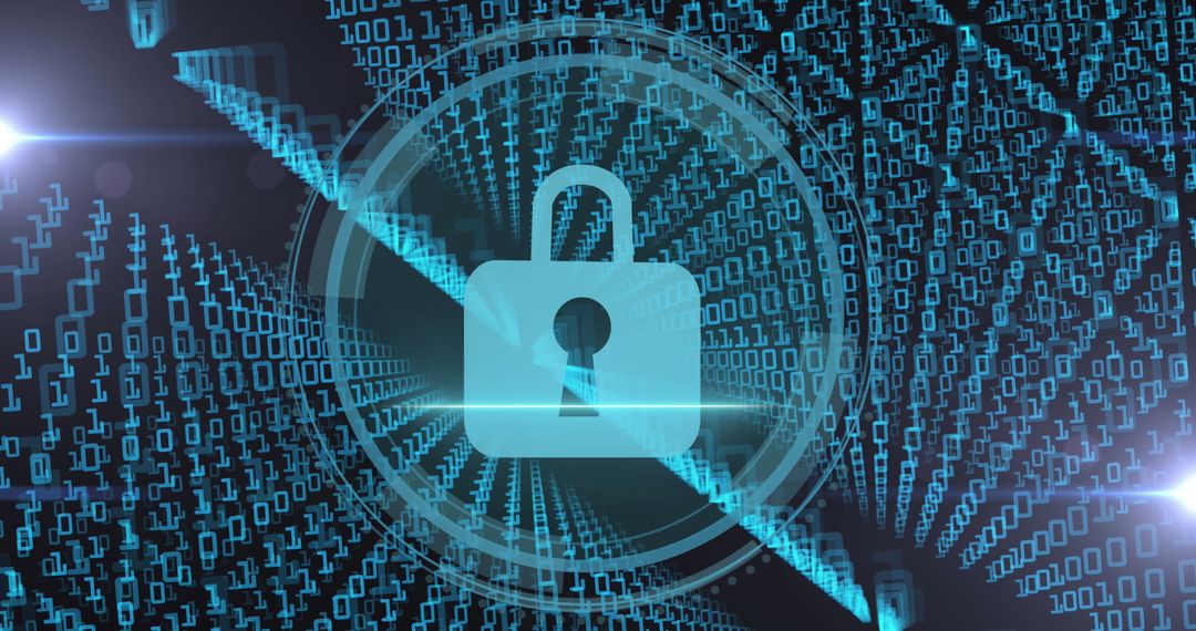 Secure Data Processing with Digital Padlock Background