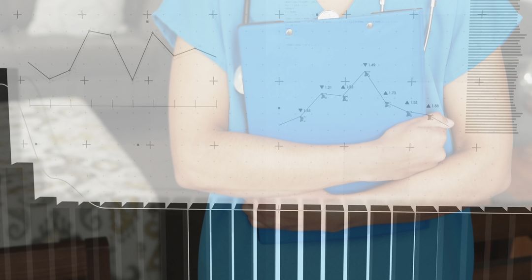 Clinician with Clipboard Reviewing Digital Data Analytics