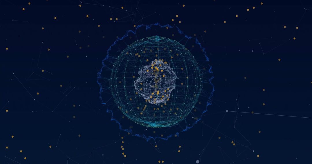 Futuristic Digital Network Sphere with Floating Particles