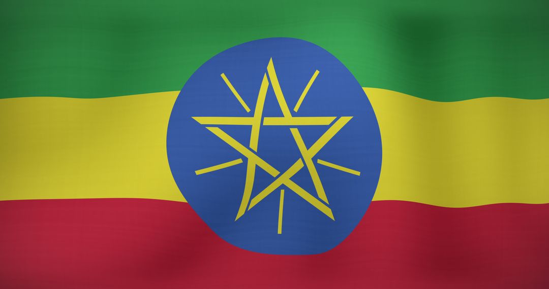 Ethiopian Flag Waving in the Wind