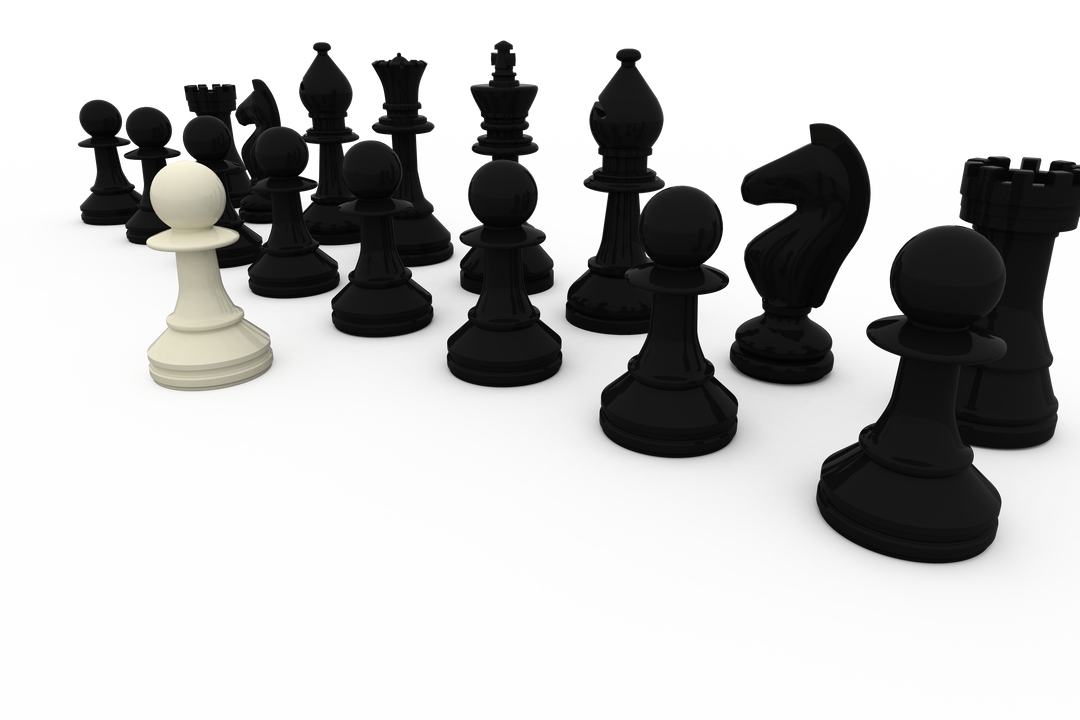 White Pawn Among Black Pieces on Transparent Background Conceptual - Download Free Stock Images Pikwizard.com