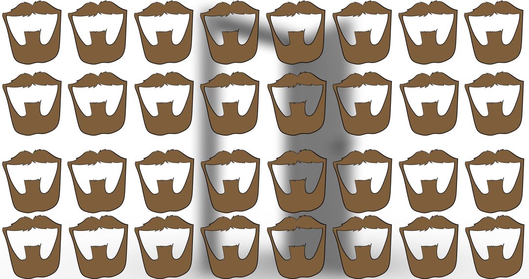 Repeating Pattern of Brown Beard with White Background