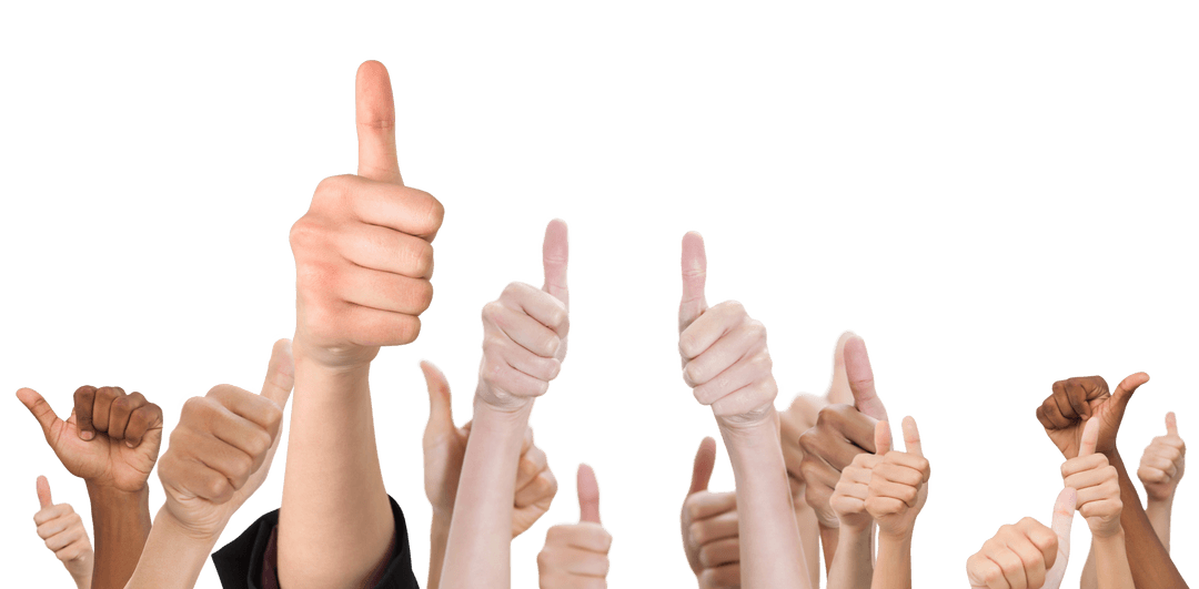 Diverse Group Hands Showing Thumbs Up Transparent Background