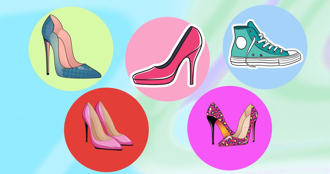 Colorful Shoe Illustrations with Abstract Background - Free Images, Stock Photos and Pictures on Pikwizard.com