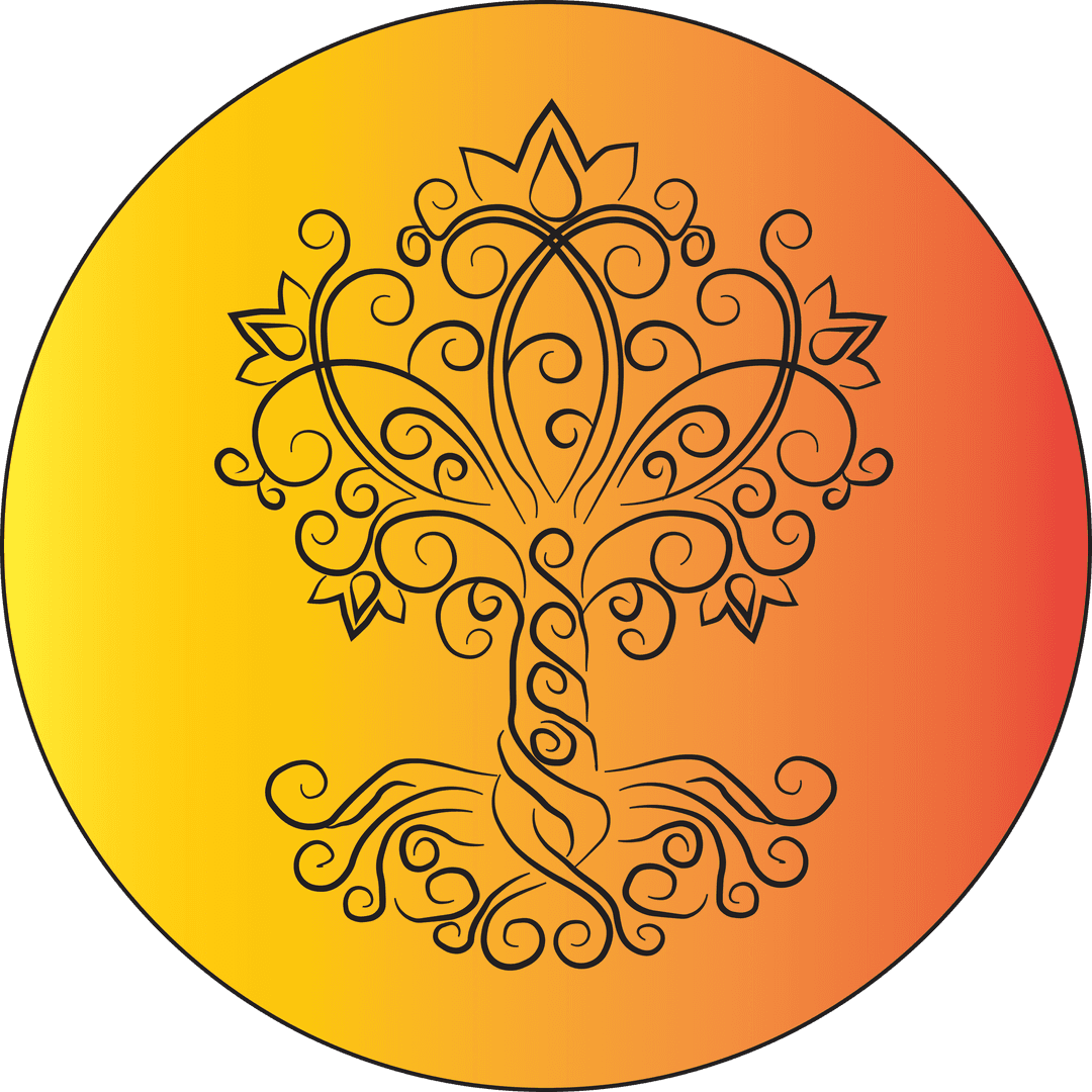 Transparent Tree Symbol Illustration in Orange Circle Background