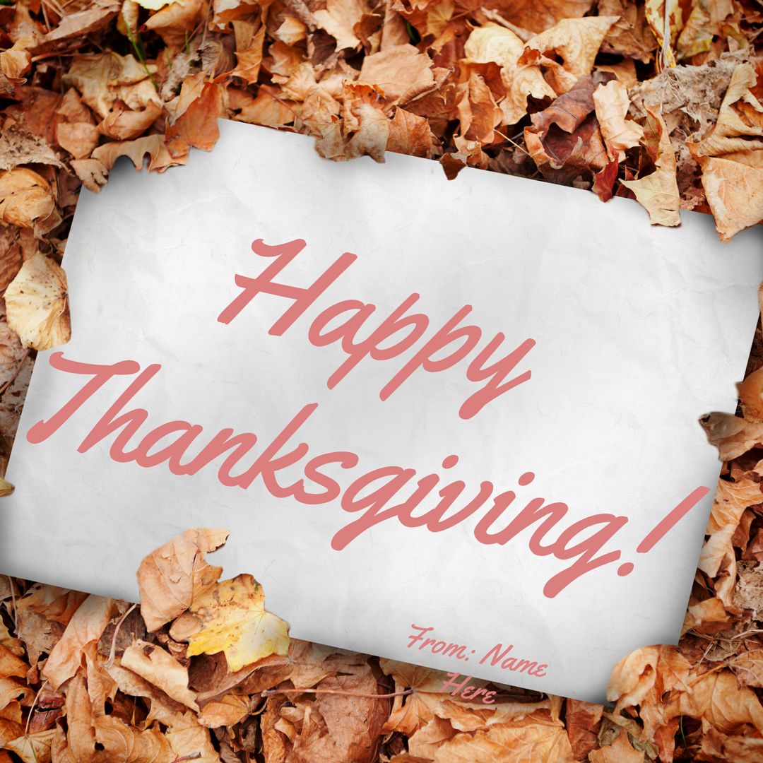 Thanksgiving Greeting Card with Autumn Leaves Background - Download Free Stock Templates Pikwizard.com