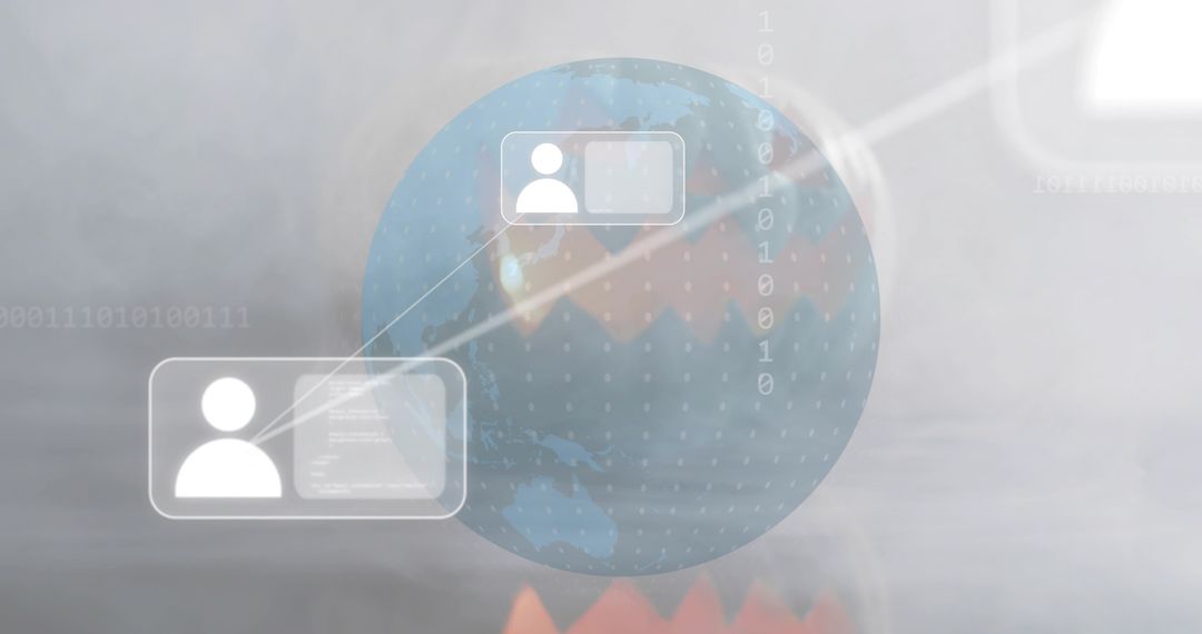 Digital Globe Connecting Translucent Panels for Global Data Visualization Dashboard